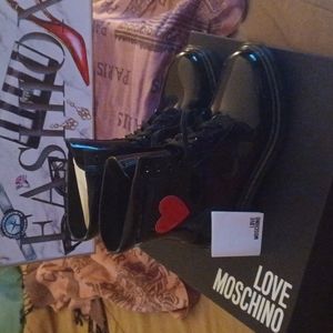 Love Moschino Patent Leather Moto Boot